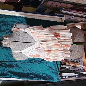 FP Floral Pastel Coral Ruffled Blouse M